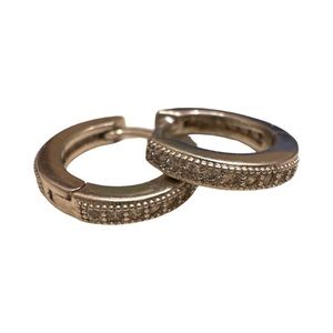 New 925 Sterling Silver Paved Diamonds Hoops Huggies Earrings